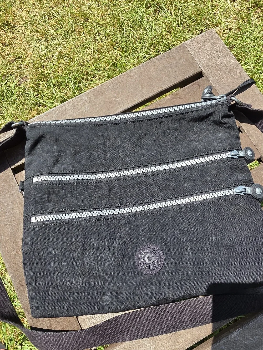 Kipling Alvar‎ Crossbody Bag Black Nylon Multi-Zip Shoulder Purse